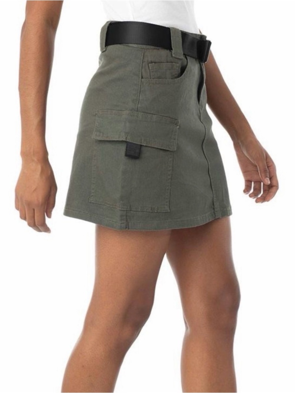 Almost Famous Olive Green Utility Cargo Mini Skirt